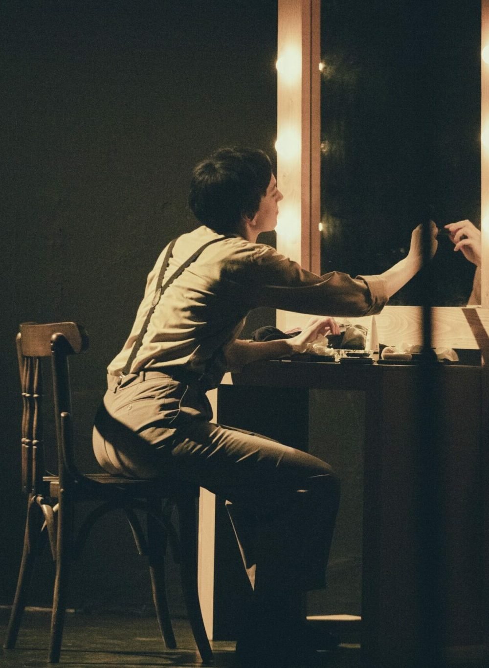 Gillian as Jean-Claude at his dressing table in The Clown & His Shadow